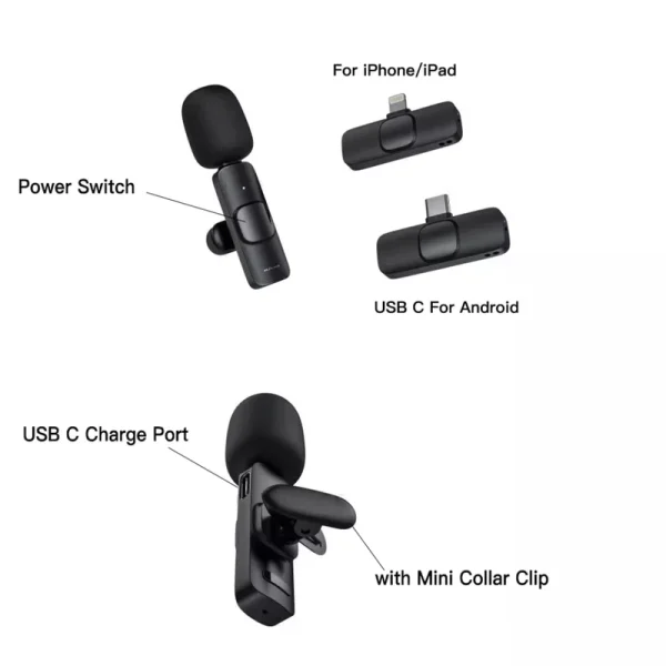 میکروفن یقه ای بی سیم مدل K9 Dual Type-C بسته 2 عددی - Image 11